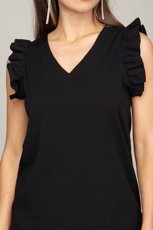 Women's V neck ruffle sleeve shirt