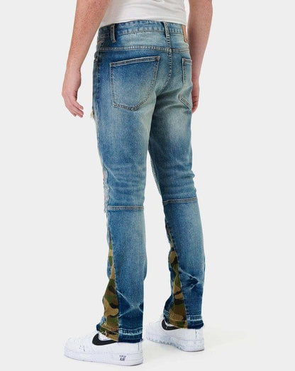 Heavy Rip & Repair Slim Straight Denim Jeans