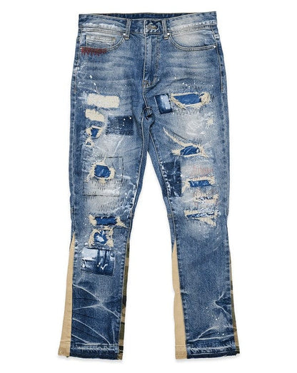 Heavy Rip & Repair Slim Straight Denim Jeans