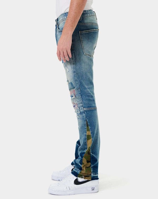 Heavy Rip & Repair Slim Straight Denim Jeans