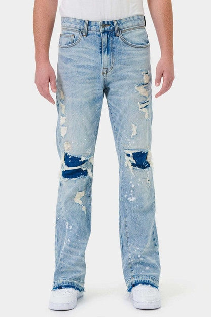 Knee Destroyed Slim Flare Denim