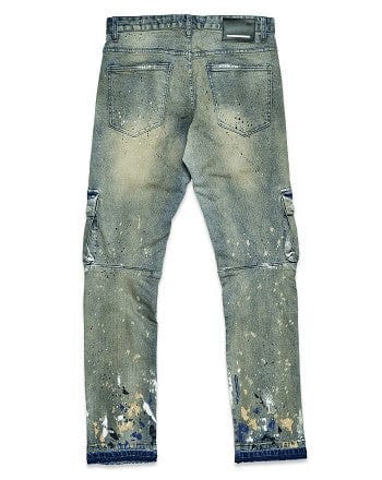 Multi Cargo Slim Straight Denim Jeans