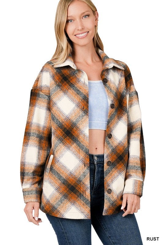 Yarn Dyed Plaid Jackett With Pockets