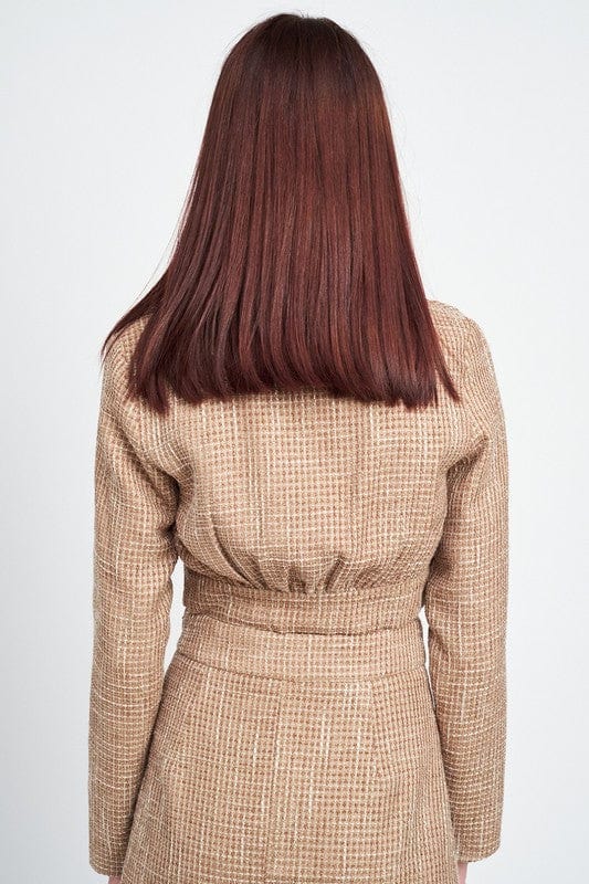 Cropped tweed jacket with swirling detail