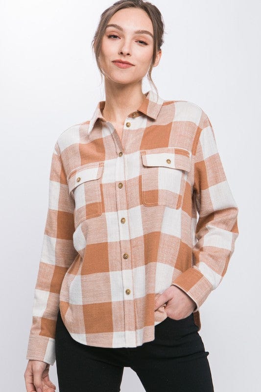 Lightweight Plaid Button Down Top