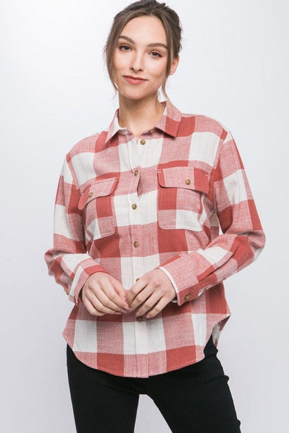 Lightweight Plaid Button Down Top