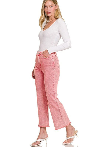 Women's acid washed high waist Pants