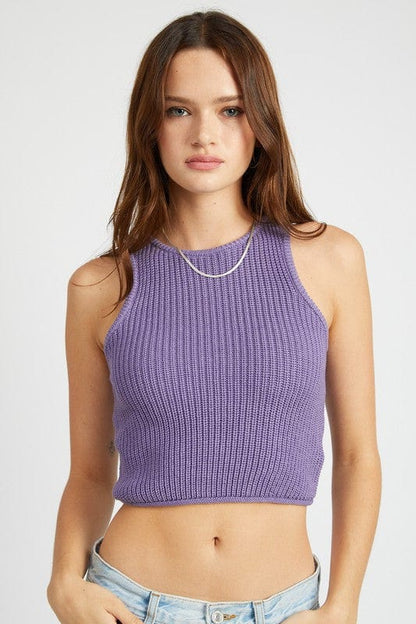 Knit racer back tank top