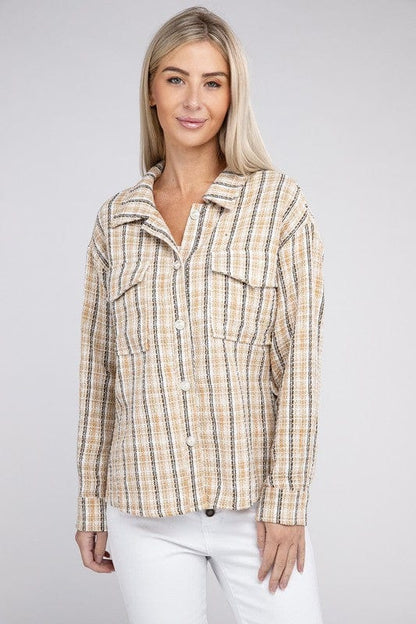 Plaid Pattern Tweed Shacket