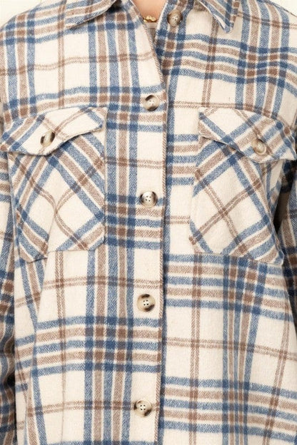 Checkered Print Button-Front Top