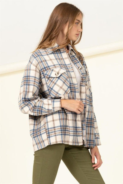 Checkered Print Button-Front Top