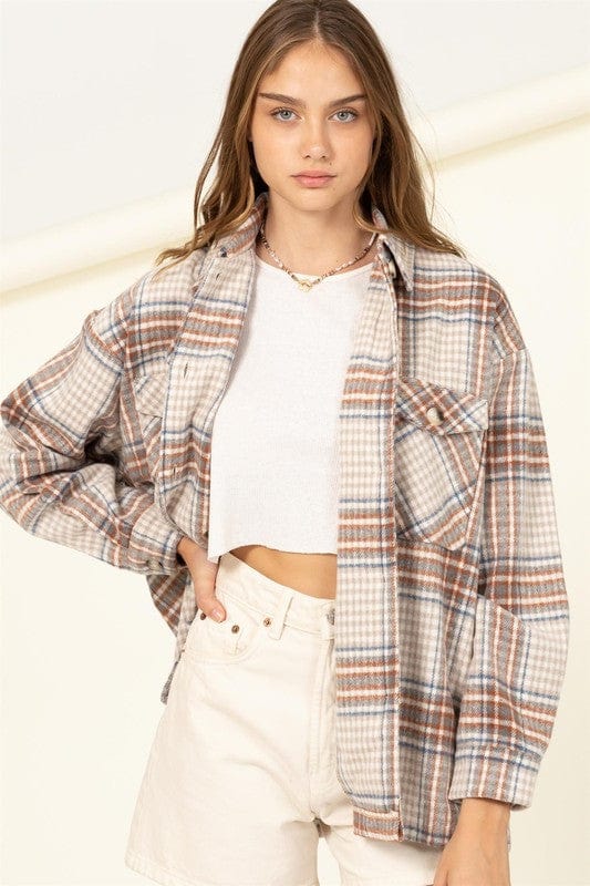 Checkered Print Button-Front Top