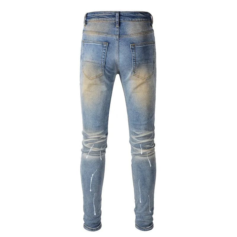 Men's vintage slim skinny ripped jeans