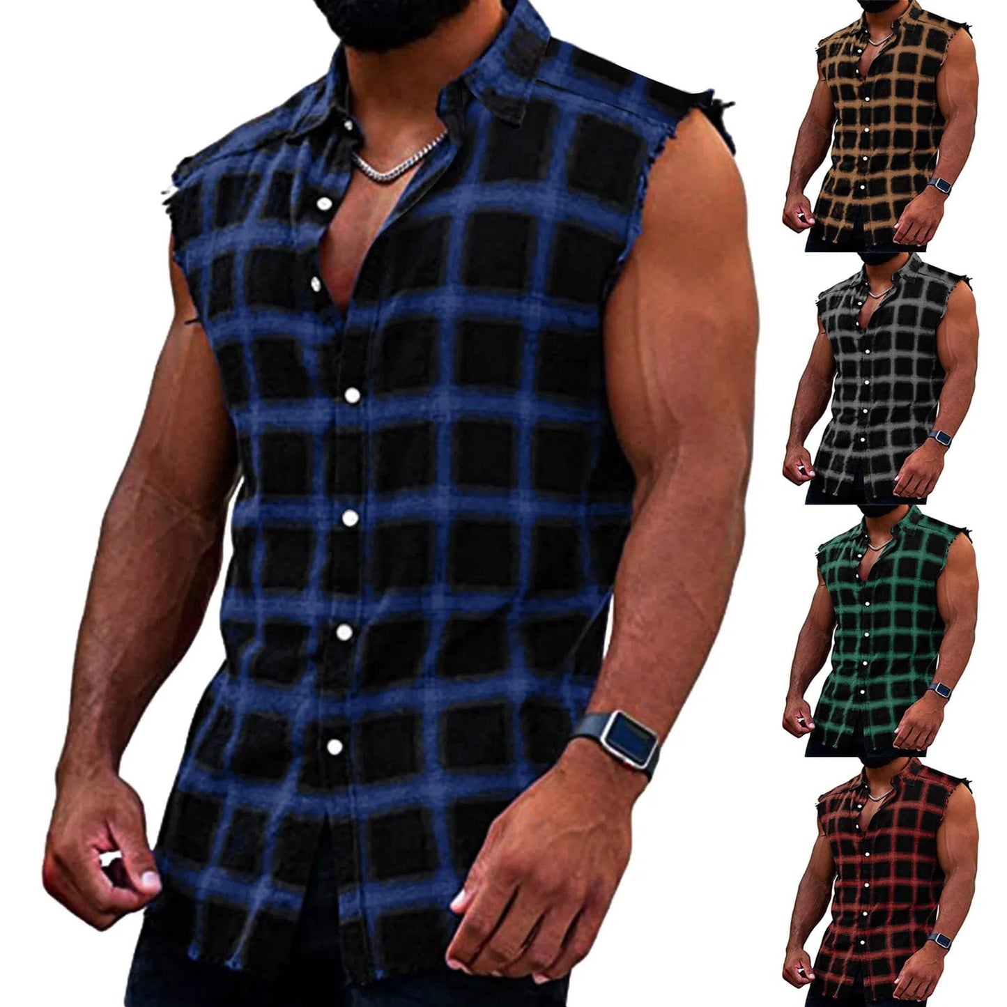 Men's Summer Fashion Casual Plaid Print Vest