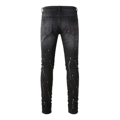 Men's Crystal Stretch Denim Skinny Jeans