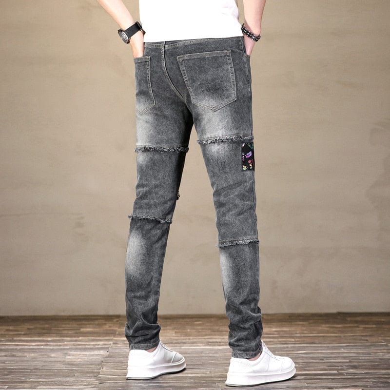 Men's Neon Letters Print Patches Jeans