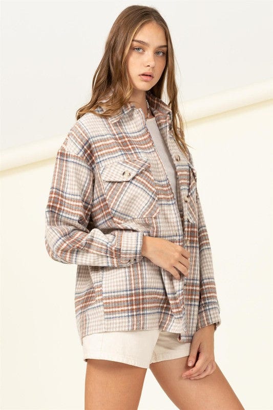 Checkered Print Button-Front Top