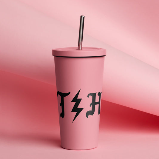 Insulated tumbler with a straw