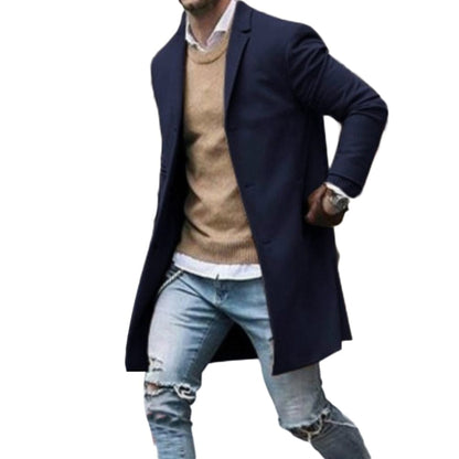 Men's Fashion Solid Color Trench Coat