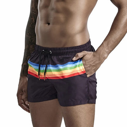 Men Rainbow Striped Shorts