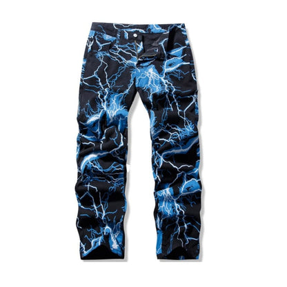 Lightning Print Tie Dye Jeans