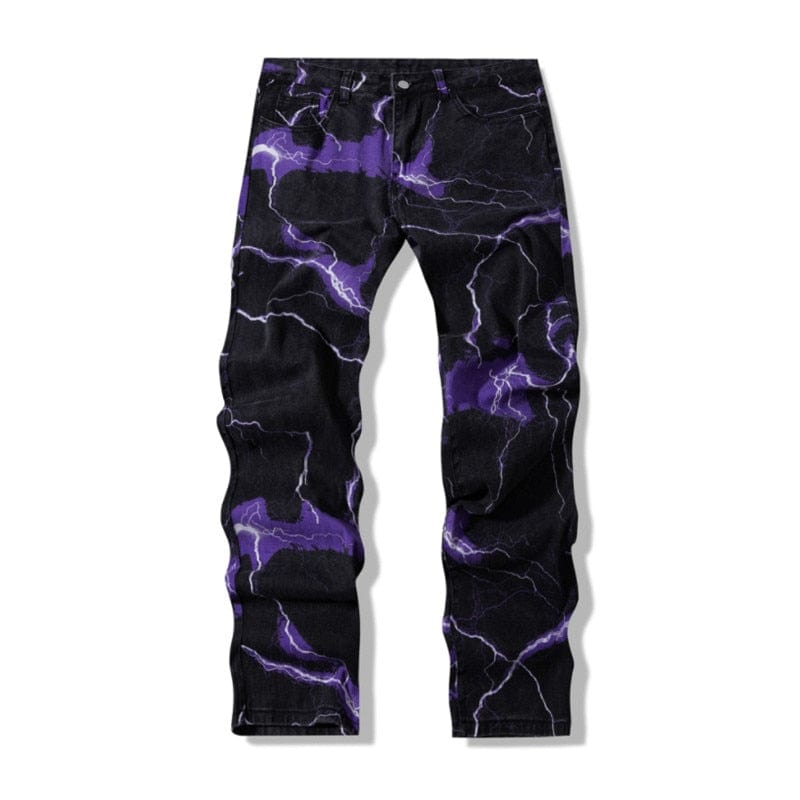 Lightning Print Tie Dye Jeans