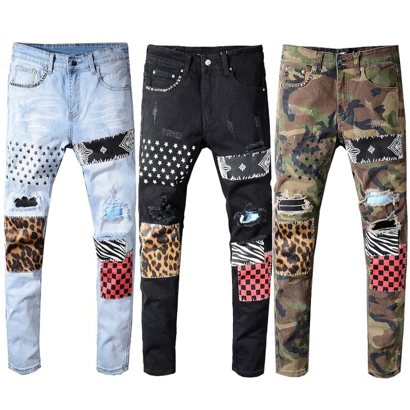 Men's Patchwork Jeans