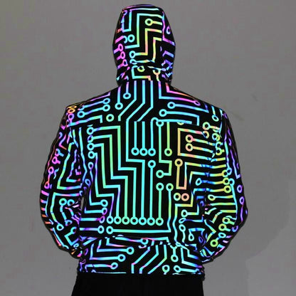 Men's geometric circuit lines colorful Hoodie