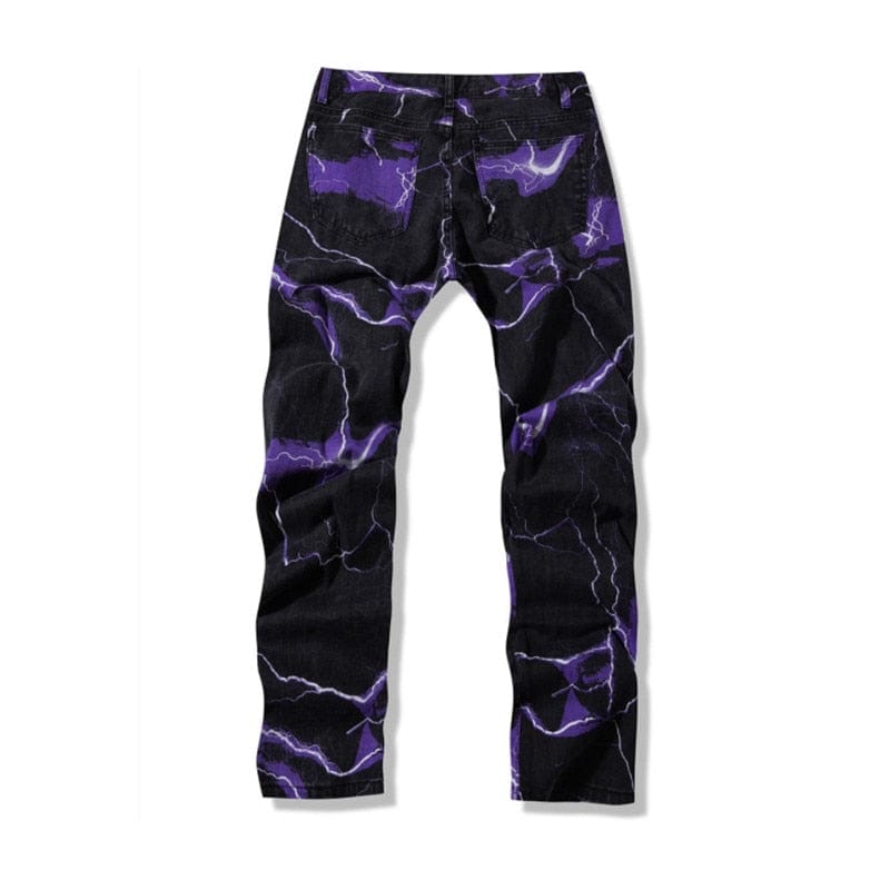 Lightning Print Tie Dye Jeans