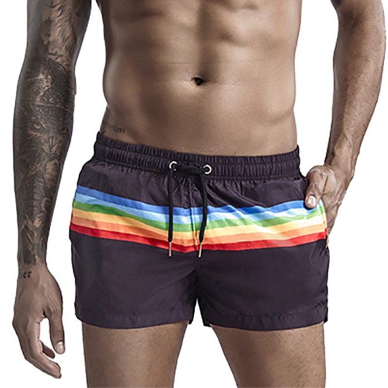 Men Rainbow Striped Shorts