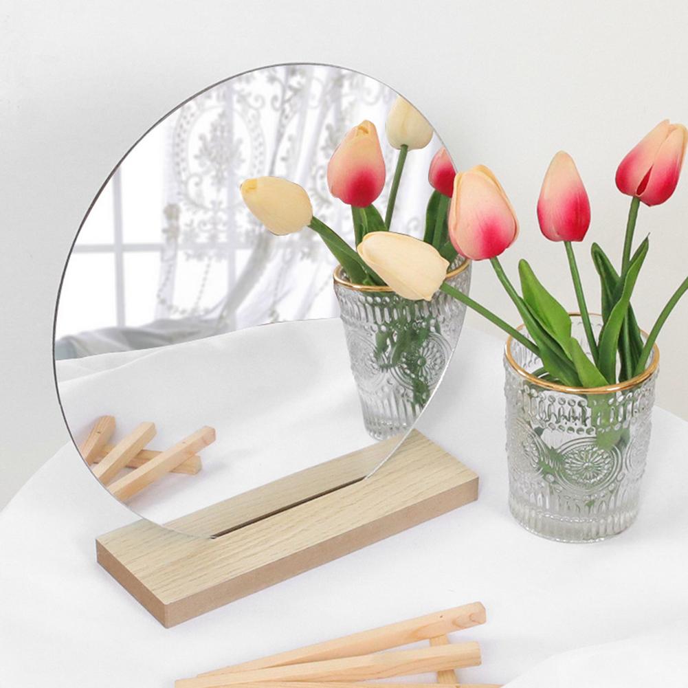 Moon Shape Mirror With Wooden Stand