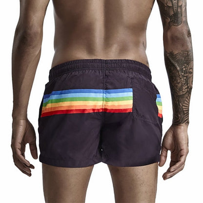 Men Rainbow Striped Shorts