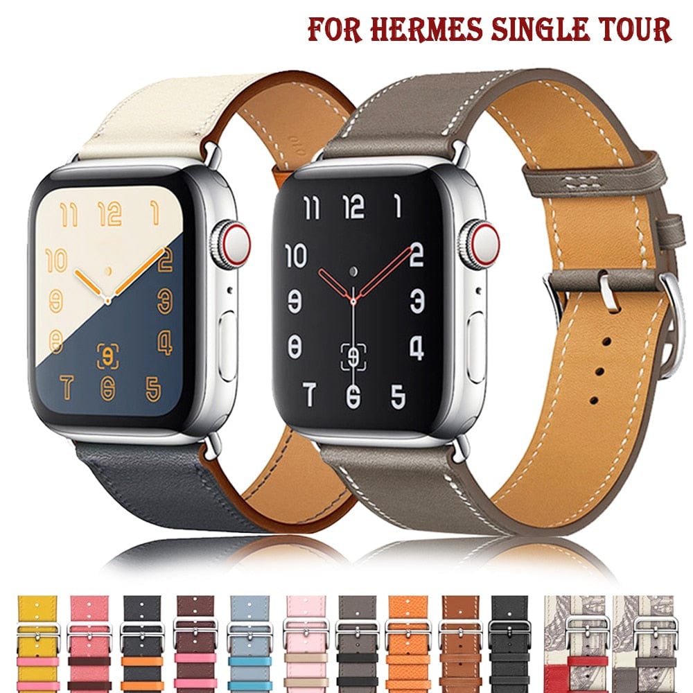 Solid Color Leather loop Bracelet for Apple Watch