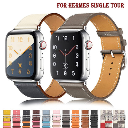 Solid Color Leather loop Bracelet for Apple Watch