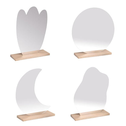 Moon Shape Mirror With Wooden Stand