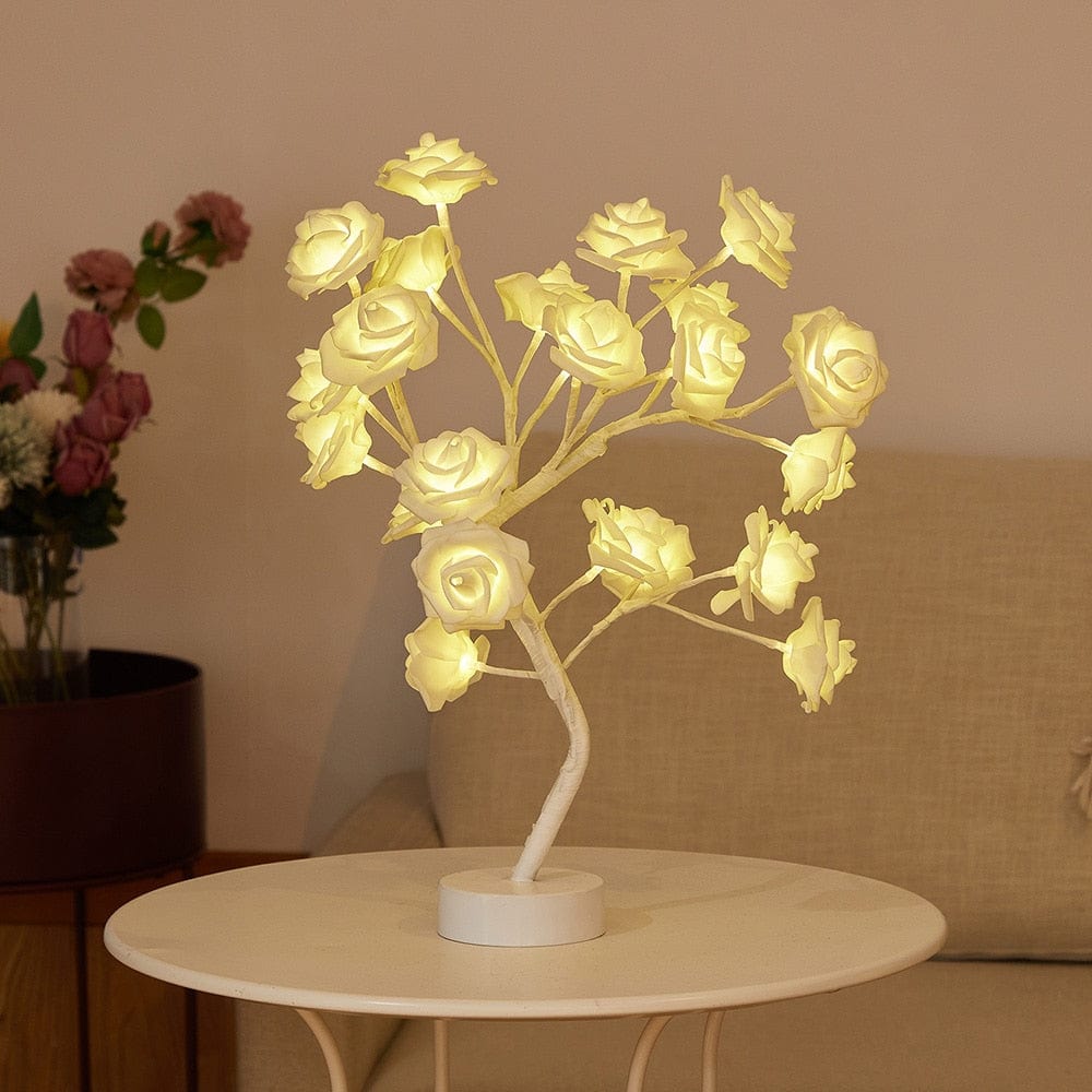 USB Battery Operated LED Table Lamp Rose Flower