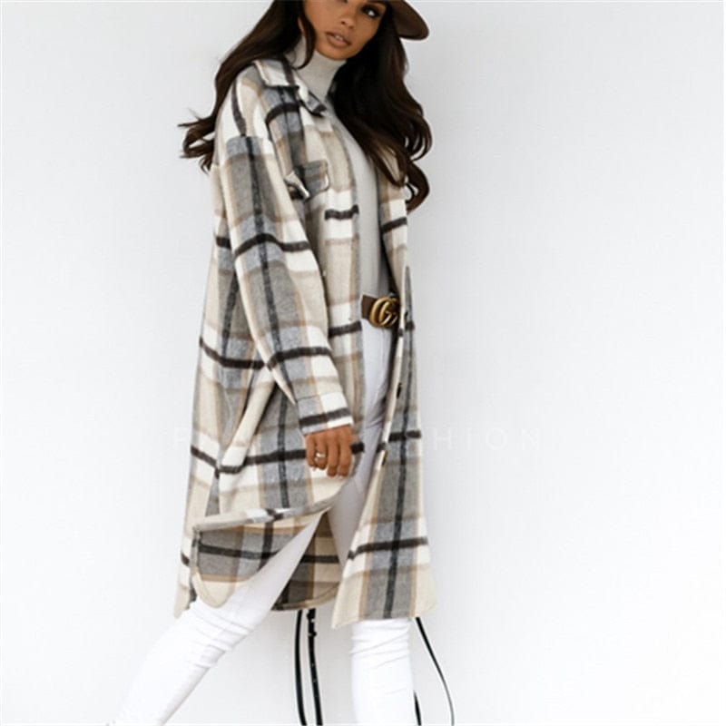 Women Checkered Cardigan Shirt