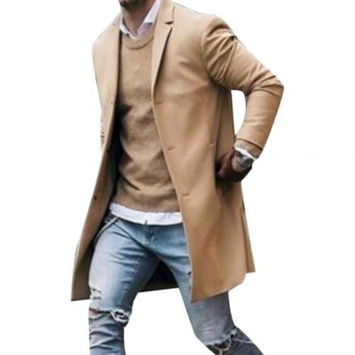 Men's Fashion Solid Color Trench Coat