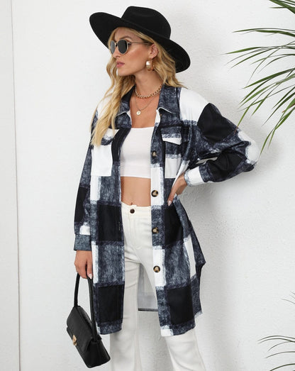 Women Checkered Cardigan Shirt