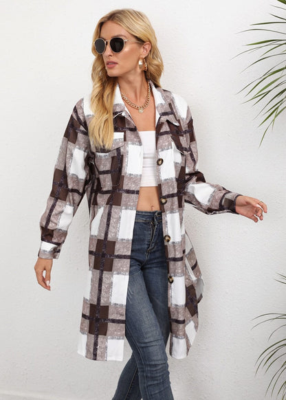 Women Checkered Cardigan Shirt