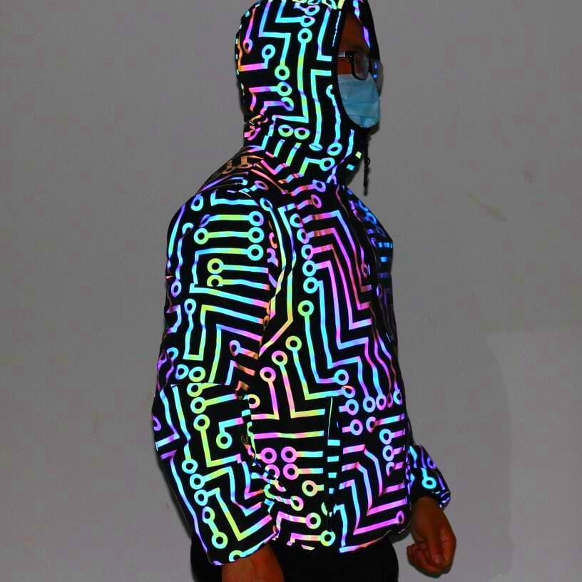 Men's geometric circuit lines colorful Hoodie