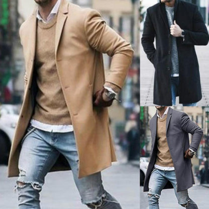 Men's Fashion Solid Color Trench Coat