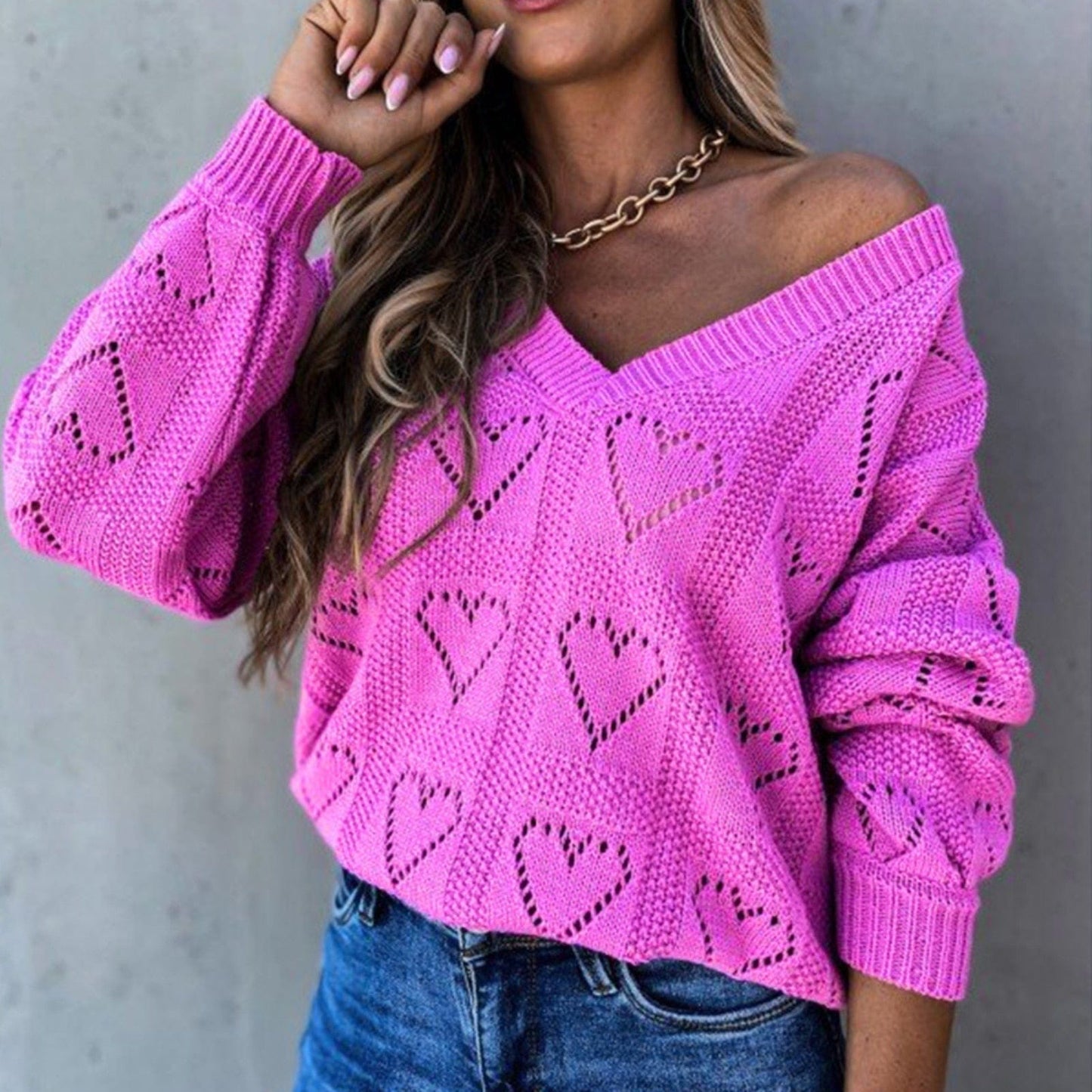 Women Autumn Winter Love Heart Sweater