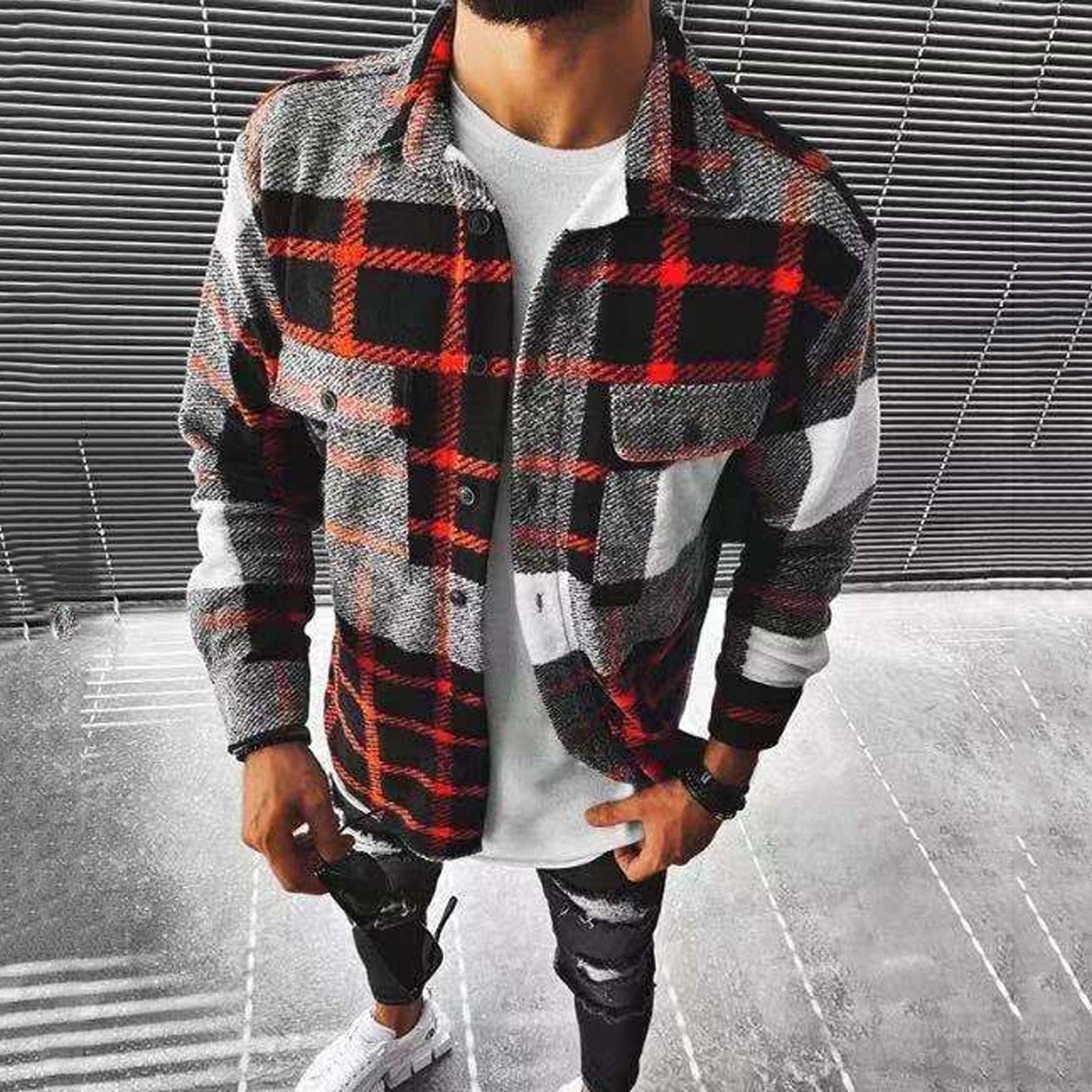 Men's Plaid Woolen Jacket