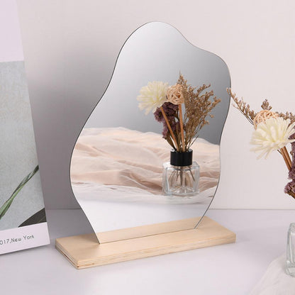 Moon Shape Mirror With Wooden Stand