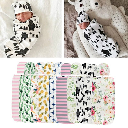 Baby Swaddle Blanket +Cap