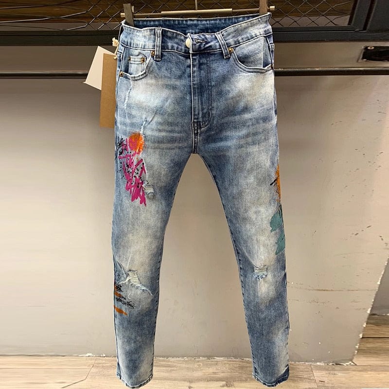 Men Light Blue ripped denim jeans