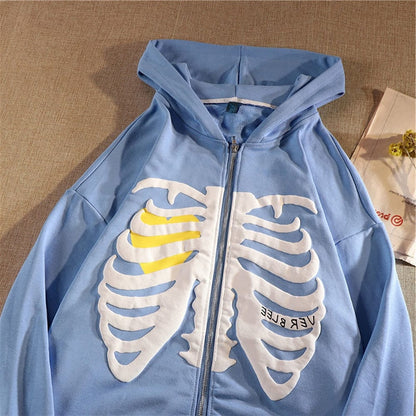 Women Gothic Skeleton Print Hoodie