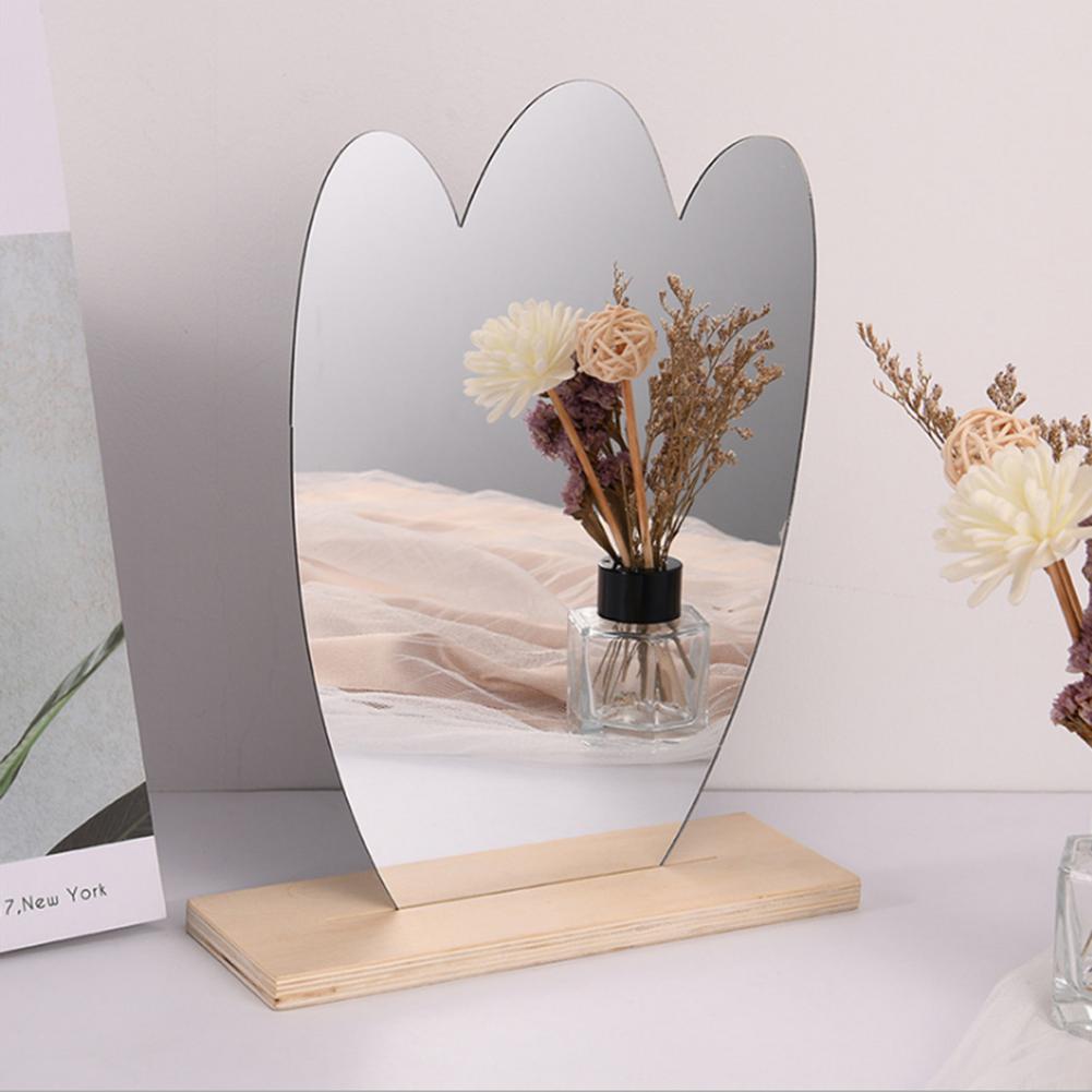 Moon Shape Mirror With Wooden Stand