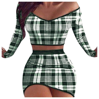 Women Two Piece Set Crop Top + Skirt